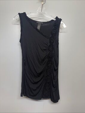 Design History Black Ruffle-Trim Women's Top